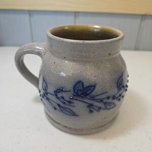 Salmon Falls Pottery Cider Mug  Salt Glaze 1993 Vernon Blueberry Vine Vintage